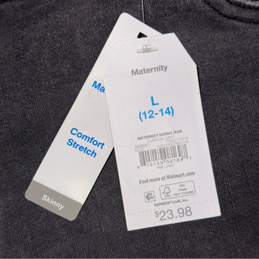 Time and Tru size large Women's gray black Maternity Skinny Jeans NWT - Picture 2 of 4